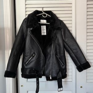 Brand New Zara Faux Leather & Faux Fur Jacket